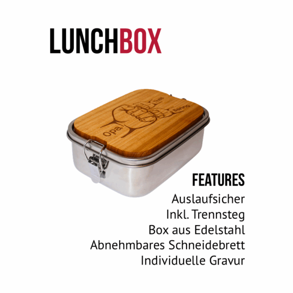 Lunchbox mit Schneidebrett Kirsche geölt